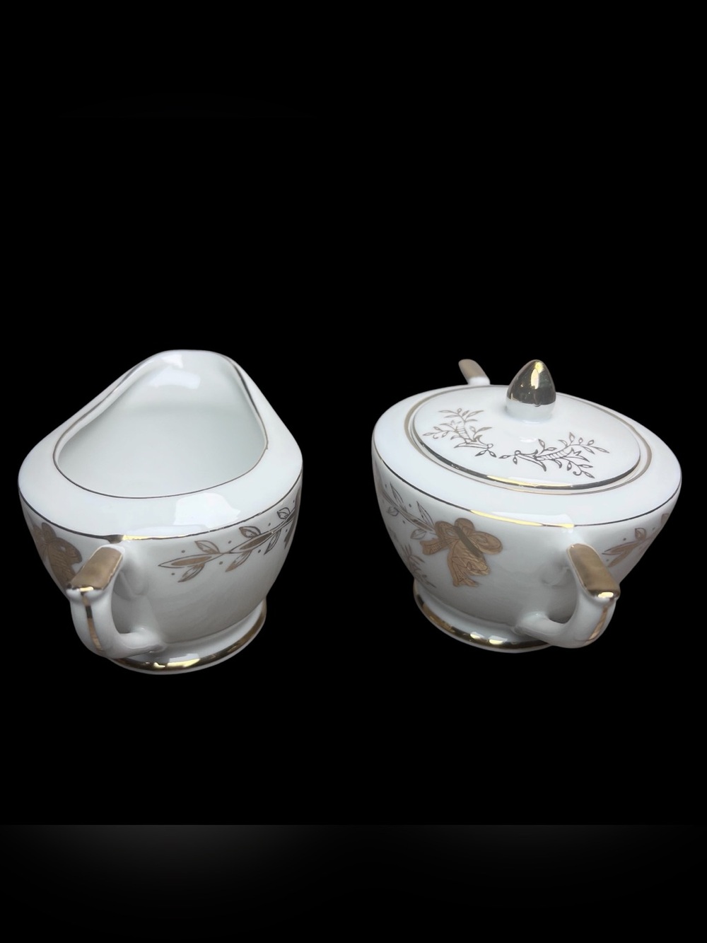 Lefton China VTG 50th Wedding Anniversary Creamer & Lid Sugar Bowl Set 274N Gold - Picture 4 of 9